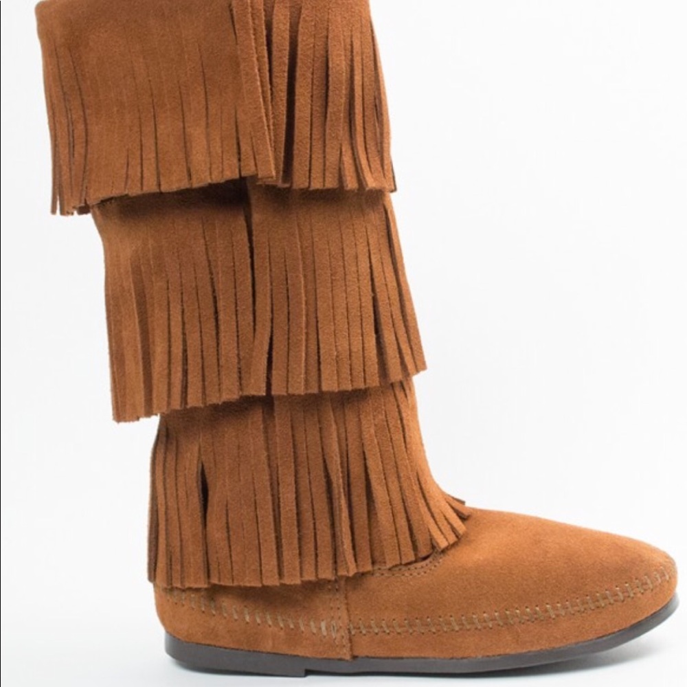 3- Layer Fringe Minnetonka Boots **Worn Once**